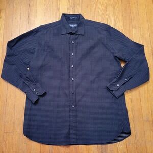 Austin Reed XXL‎ Button Down Shirt Black White Micro Dot Textured ENGLISH FIT